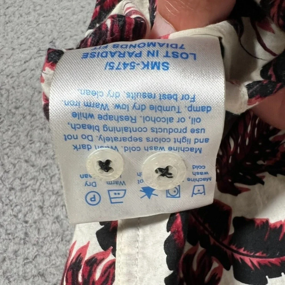 7 Diamonds Shirt Mens Medium Lost in Paradise‎ Leaves All Over Print Button Up